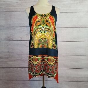THE Impecable Pig Hi-Low Resort Dress Orange and Blue Size Small